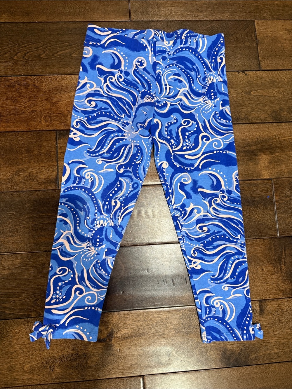 Lilly Pulitzer Girls' Blue Patterned Tie-Hem Leggings size 8-10